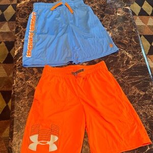 NWOT Under Armour Blue and Orange Sports Shorts Bundle in Youth Medium